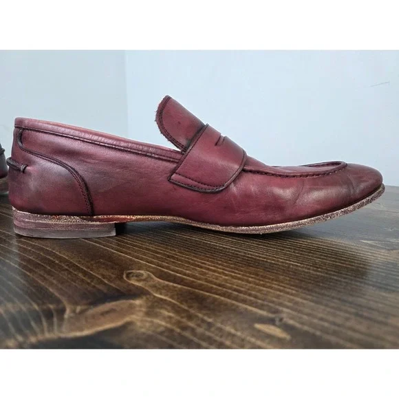 VERO CUOIO Italian Leather Slip On Mahogany Loafers Dress Shoes Italy Men's 10.5 - Picture 3 of 16